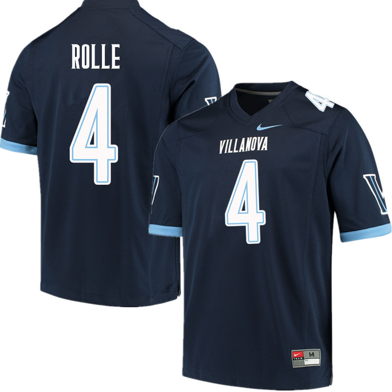 Men #4 Rob Rolle Villanova Wildcats College Football Jerseys Sale-Navy